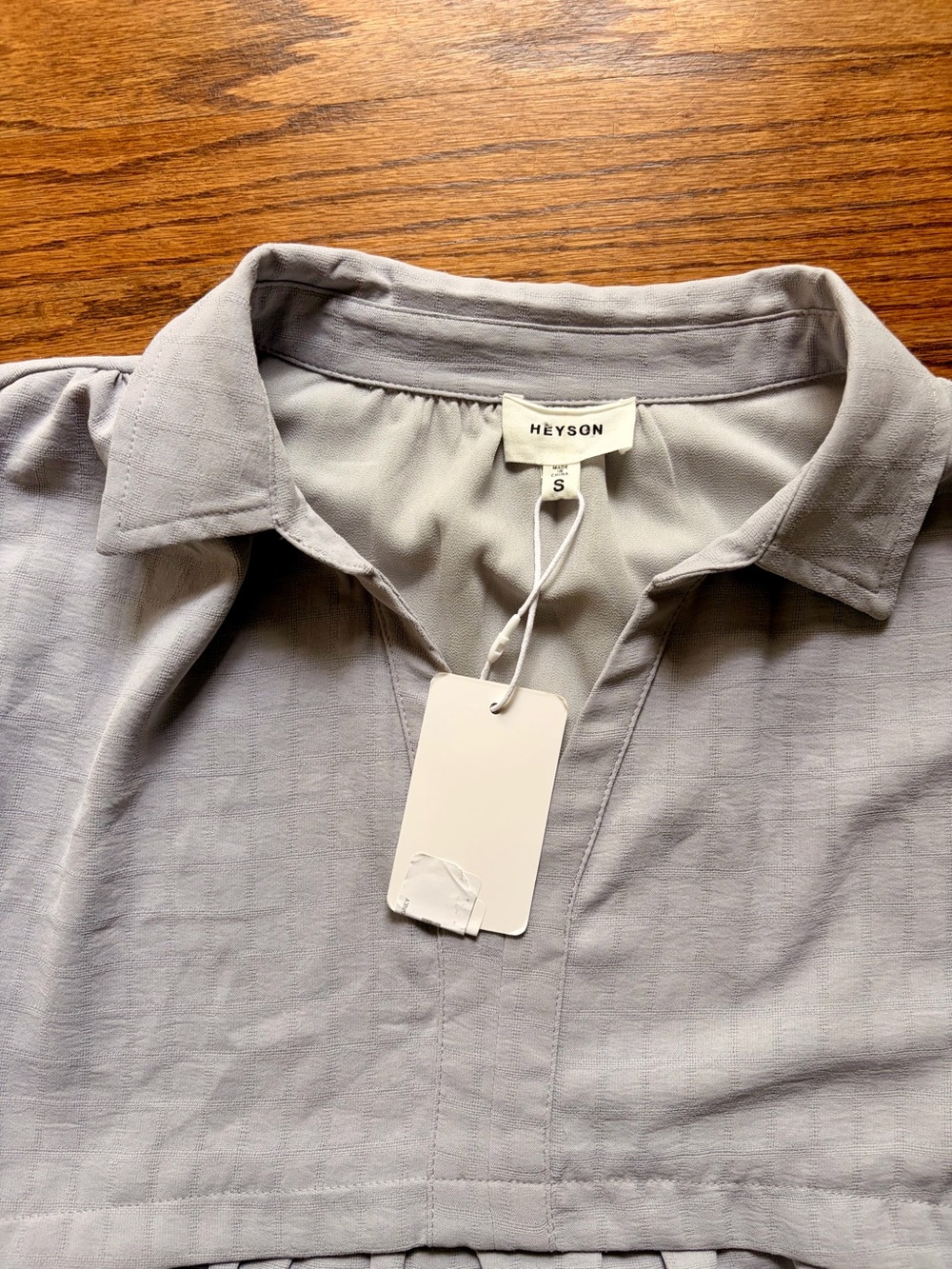 Casual Collar Peplum Blouse in Light Gray - Picture 5 of 11